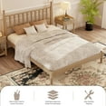 thumbnail image 5 of Queen Size Bed Frames with Gourd Shaped Headboard, Vintage Natural Wood Platform Bed, Western Spindle Beds, Noise Free, Easy Assembly, Natural, 5 of 7