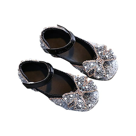

NIUREDLTD Summer Girl Butterfly Diamond Small Medium And Large Children s Dance Leather Shoes Single Shoes Size 25