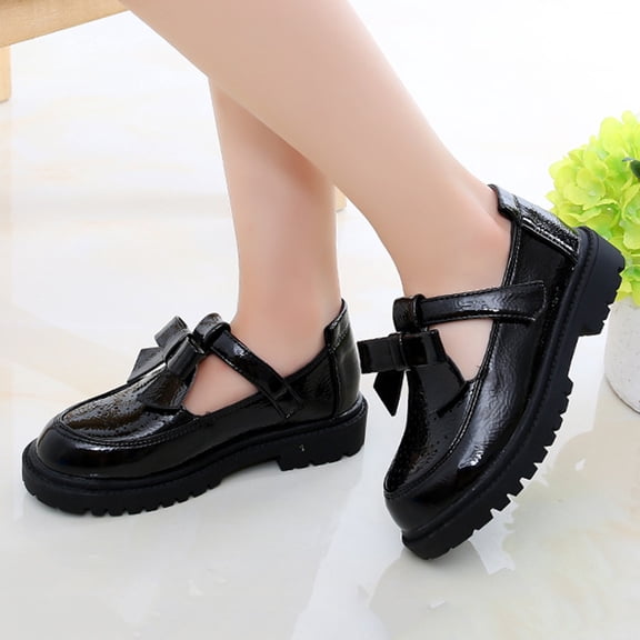 LIIPEE Girls Casual Shoes Solid Color Bowknot Decoration Flat Bottom Soft Sole Fashion Shoes Children Hook And Loop Cute Comfortable Breathable Footwear,8-9 Years