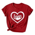 thumbnail image 2 of HaoXianJian Valentines Day Shirts Women Cute Heart Print Shirt Casual Valentines Top for Women Short Sleeve Love Letter Graphic Tees Tops Crewneck Pullover T-Shirts Size 2X 3X, 2 of 5