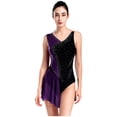 thumbnail image 1 of RUNQHUI Robe de Patinage Artistique Femmes Strass Scintillants Justaucorps de Danse Ballet pour Compétition Violet m, 1 of 7