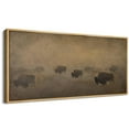 thumbnail image 3 of IDEA4WALL Extra Large Framed Canvas Print Wall Art Bison Herd Fine Art Moody Landscape with Buffalo Silhouettes in Mist Wall Decor Oversized Artwork for Living Room - 60"x30", 3 of 5