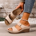 thumbnail image 3 of Heels for Women Solid Color Orthopedic Wedge Sandals Antislip Slip on Platform Walking Shoes Fashion Casual Slides Beige Size 9, 3 of 7