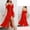 #060-Red, variant on Women's V-Neck Slip Nightgown, Solid Color with Lace Trim, Sheer Mesh Backless and Side Slit Design, Sleepwear and Loungewear for Bedroom, Home, and Romantic Occasions
