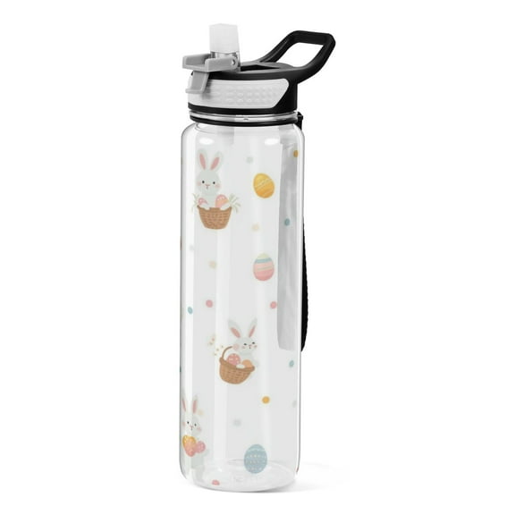 32oz Transparent Sports Water Bottle with Straw for Kids Adults Outdoor School Gym Fitness Small Easter Bunnies