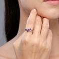 thumbnail image 3 of ANGARA Natural Oval Amethyst Three Stone Bypass Ring with Diamonds in 14K Rose Gold for Women (Size-4x3mm) | February Birthstone, Birthday, Anniversary, Jewelry Gift for Women | Natural Amethyst Ring, 3 of 9
