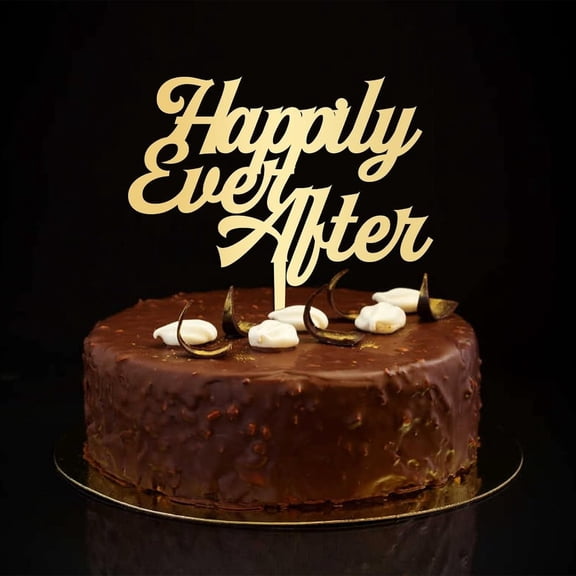 Happily Ever After Cake Toppers Rustic Wedding Mr & Mrs Cake Topper Custom Silhouette Bride & Groom Cake Topper For Wedding Anniversary Party Supplies Engagement Gifts For Couple Gold