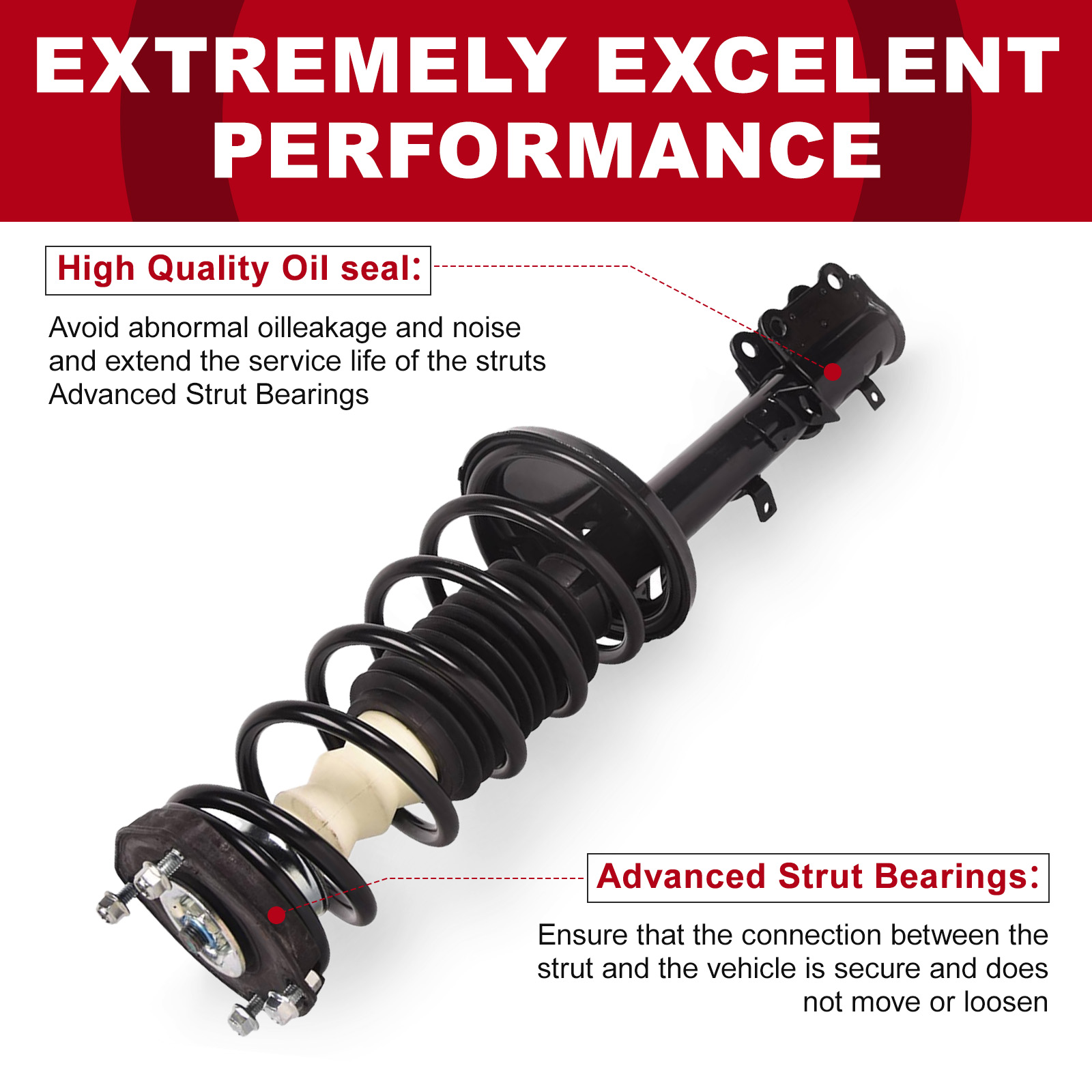 TOPAZ 171953 171954 Rear Complete Shock Struts absorbers Assembly with Coil Springs Compatible with Chevrolet Prizm 1998-2002, for Geo Prizm 1993-1997, for Toyota Corolla 1994-2002