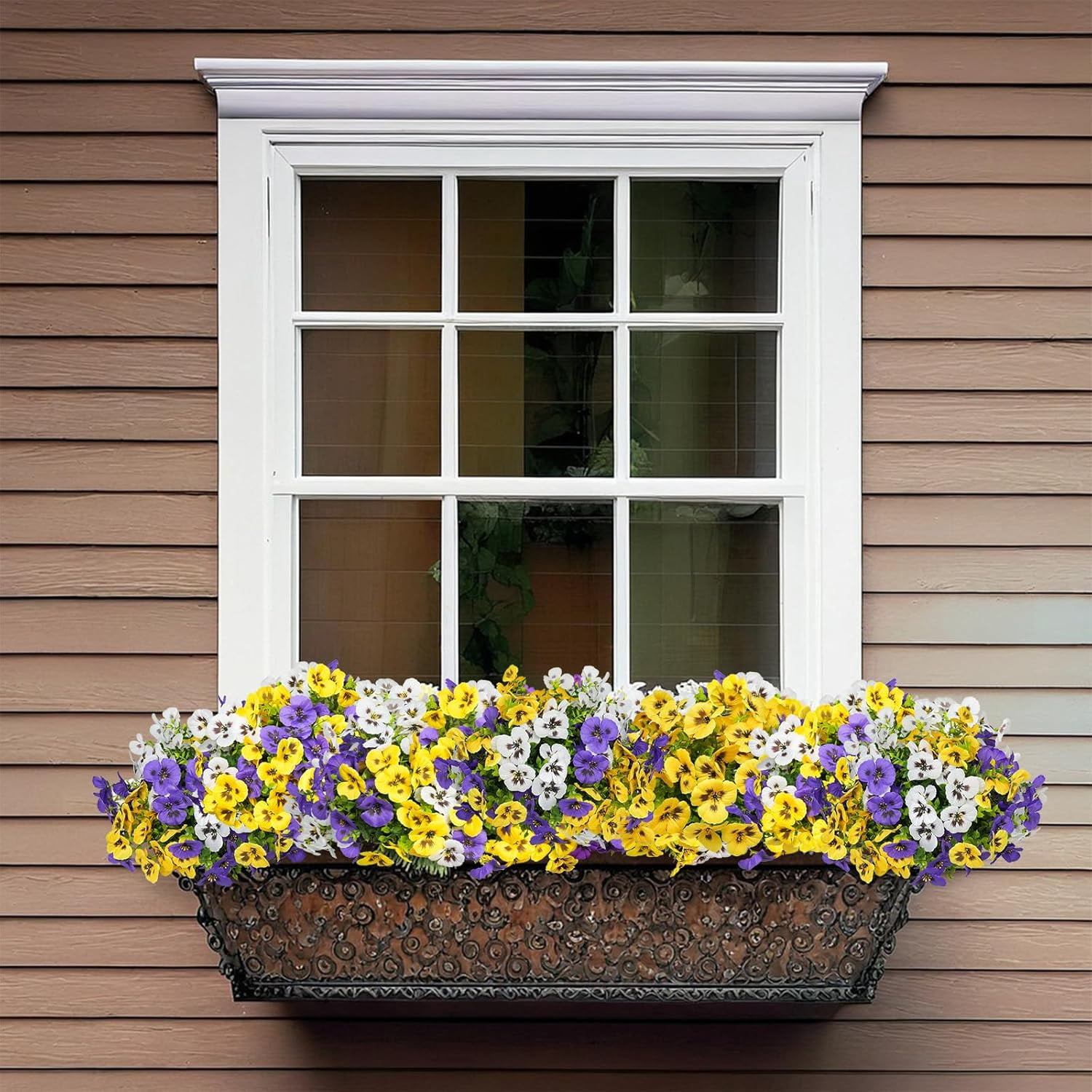 18 Bundles Artificial Pansy Flowers for Outdoor, UV Resistant Fake Flowers, Artificial Plants, Silk Faux Fowers for Outdoor Planters Home Garden Office Patio Front Porch