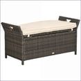 thumbnail image 2 of Outdoor Wicker Storage Bench, 27 Gallon with Cushion, Cream PE Rattan Patio Furniture | Steel Frame | Cream, 2 of 11