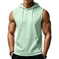 thumbnail image 2 of BRANROY Men's Tank Tops - Hooded Sleeveless Gym Shirts with Pockets and Drawstring, Muscle Tees for Athletic Summer Training,Light Green XL, 2 of 8