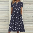 thumbnail image 2 of Summer Svings Clearance 2024! TAGOLD Womens Summer Dresses,Women Summer Casual Printed V Neck Short Sleeve Dress, 2 of 5