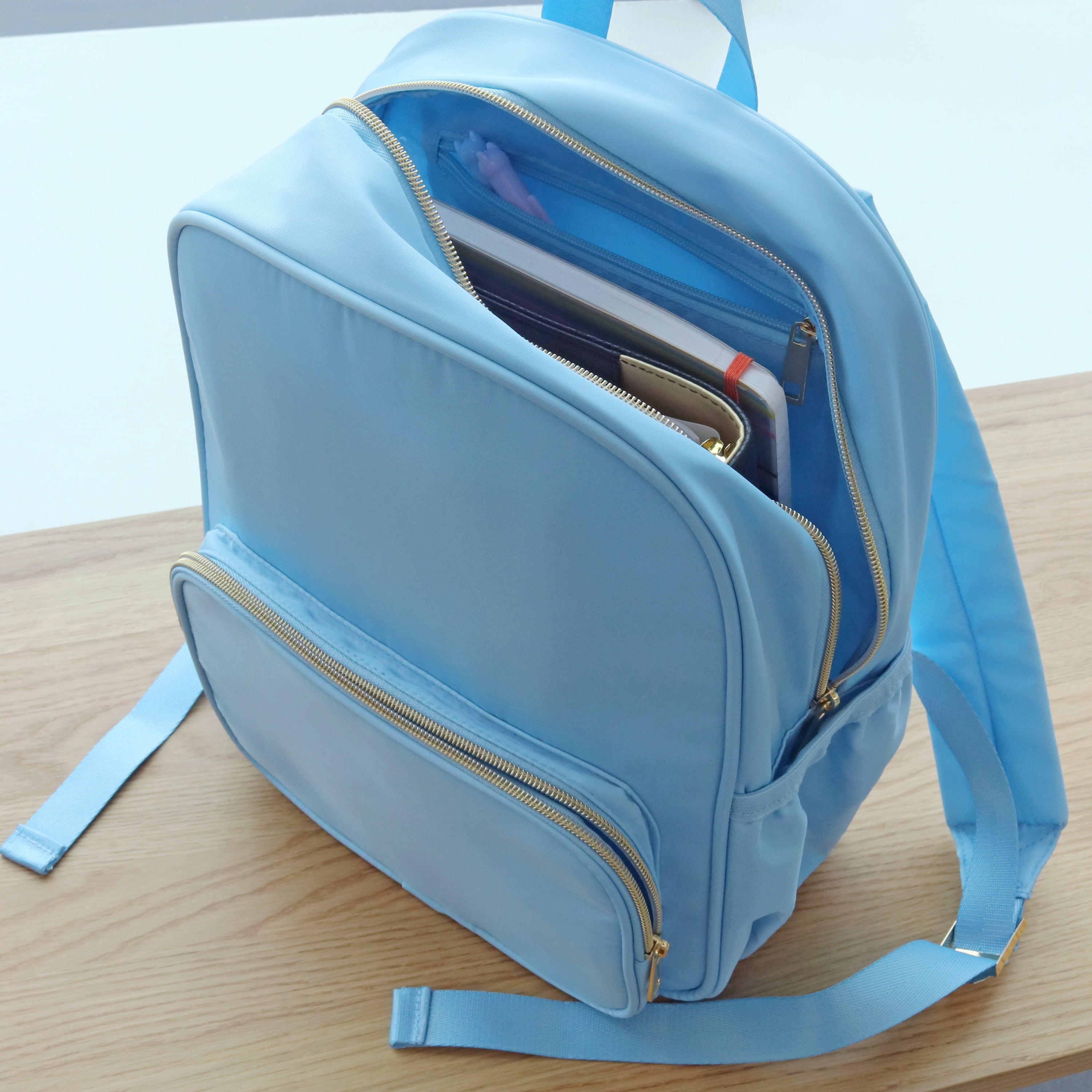 Hello Hobby Nylon Backpack, Customizable Travel Book Bag for Crafts, School, and Everyday Use, Blue