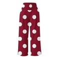 thumbnail image 3 of USNSM Women's Cotton Pants Linen Polka Dot Print Smocked Wide Leg Pants High Waisted Casual Cozy Yoga Pants with Pocket Red L, 3 of 4