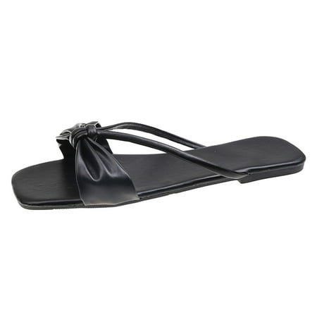

Fashion Spring And Summer Women Slippers Bow Flat Large Size Elegant Style Casual Beach Shoes Anime Slippers for Women Womens Cross Slippers Leopard S Slippers for Women Size 9 Women House Slippers