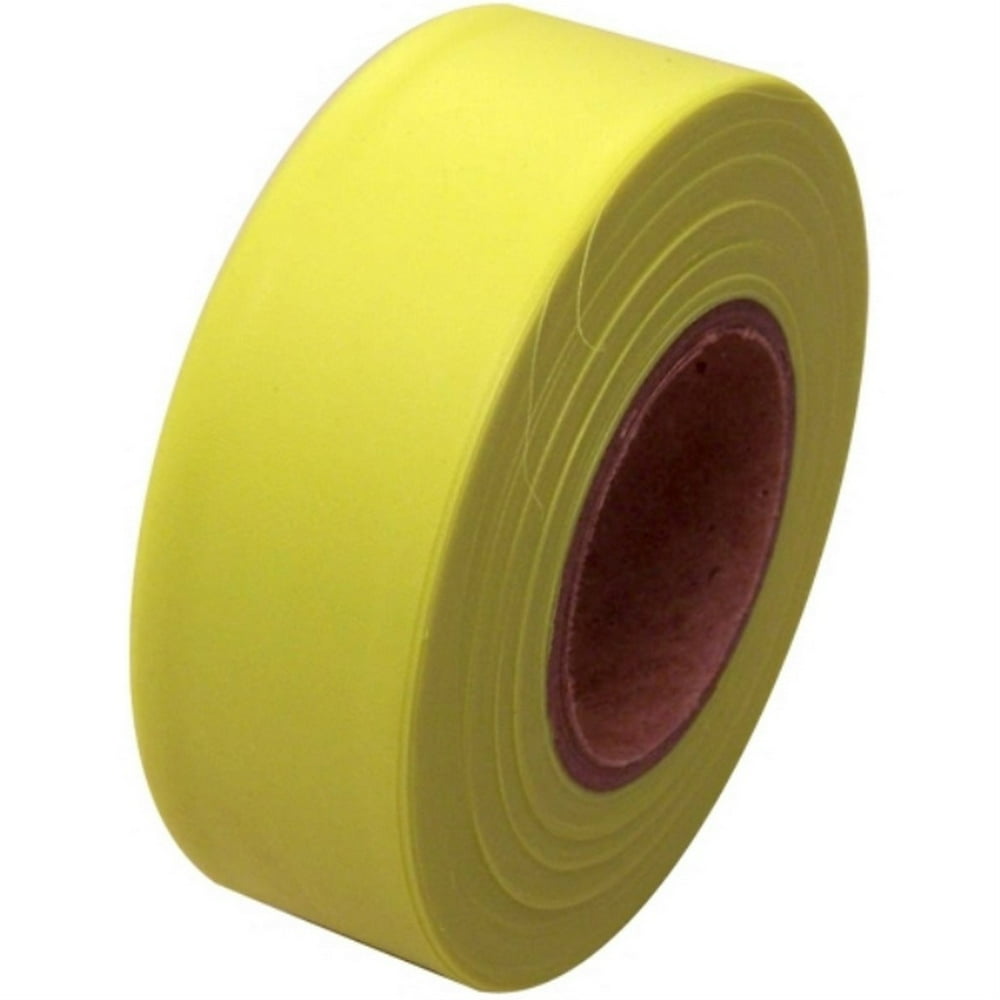 Flagging Tape 13/16" NonAdhesive Plastic Ribbon, Fluorescent Yellow