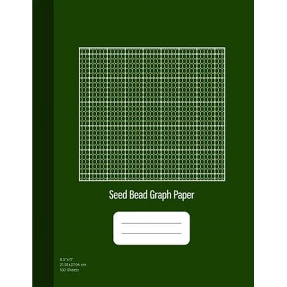 Beading Graph Paper: Seed Bead Graph Paper: Beadwork Paper, Seed Beading Grid Paper, Beading on a Loom, 100 Sheets, Green Cover (8.5x11) (Paperback)
