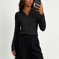 thumbnail image 4 of yillto Womens Long Sleeve V Neck Collared Tops Golf Workout Gym Hiking Athletic Tshirts for Women, 4 of 7
