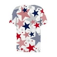 thumbnail image 3 of July 4th Trendy 3/4 Sleeves Shirts for Womens Casual Button Neck USA Flag Star Stripes Print Tunic Tops Comfy Party Parade Loose Fit Blouses Pullover Tops, 3 of 4