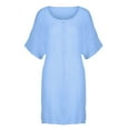 thumbnail image 4 of Women's Summer Chiffon Shirt Dress Casual Loose Fit Mid Length Short Sleeve Beach Cover Up Resort Wear Comfortable Flowy Womens Casual Trendy Midi Dresses, 4 of 5