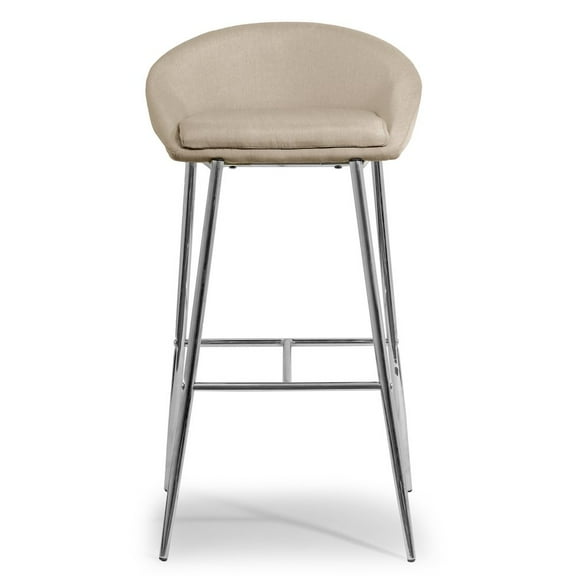 Glamour Home Set of 2 Agatha Modern Cream Fabric Bar Stool with Chrome Frame
