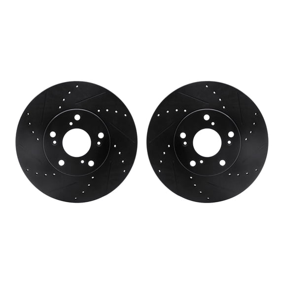 Dynamic Friction Company Front Brake Rotors-Drilled and Slotted-Black 8002-59004