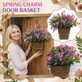 thumbnail image 2 of 15.7in Front Door Flower Basket, Artificial Floral Hanging Wreath, Outdoor Porch Wall Decoration, Seasonal Home Decor, Faux Flowers In Woven Basket, Welcome Sign For Entryway, 2 of 8
