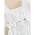 thumbnail image 6 of Franhais Baby Girls Summer Romper with Headband, Lace Bows Adjustable Straps Mesh Layer Backless Romper, Snap Triangle Jumpsuit, 6 of 8