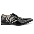 thumbnail image 2 of Majestic Men's 99521 Patent Wing Tip Faux Pony Hair Zebra Print Oxford Dress Shoes, 2 of 6