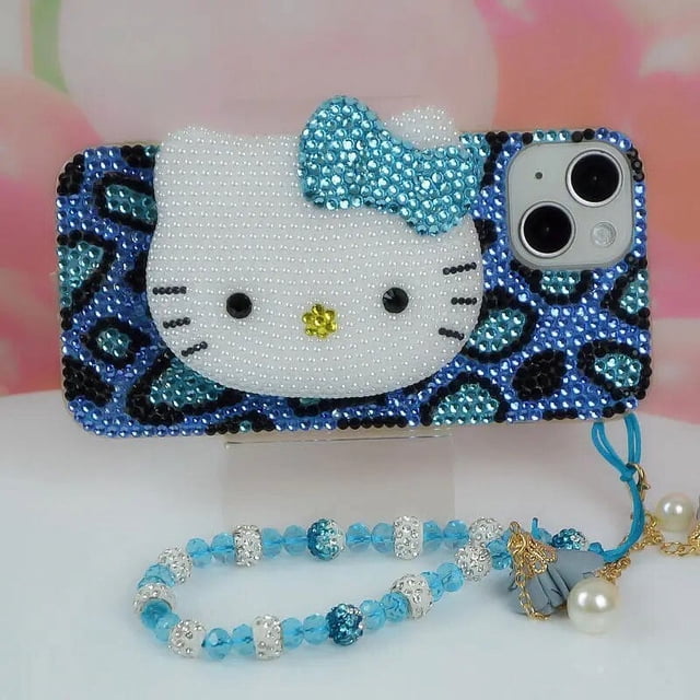 Hello Kitty Rhinestone Phone Case with Makeup Mirror iPhone 7 Plus Jewelry 11 12 13 14 Pro Max Xs Makeup 15 RJ