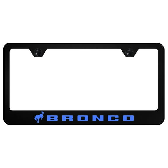 Ford Bronco UV Print Polycarbonate License Plate Frame (Blue on Black)