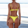 thumbnail image 4 of Women's Solid Scoop Neck Push Up Padded Brazilian Thong Bikini Swimsuit, 4 of 5