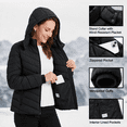 thumbnail image 6 of Women's Lightweight Full-Zip Puffer Jacket with Hood Quilted Waterproof Winter Coat, Black, 6 of 8