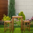 thumbnail image 3 of 3 Piece Teak Wood Havana Small Outdoor Patio Bistro Bar Set with 27" Square Table & 2 Barstools, 3 of 3