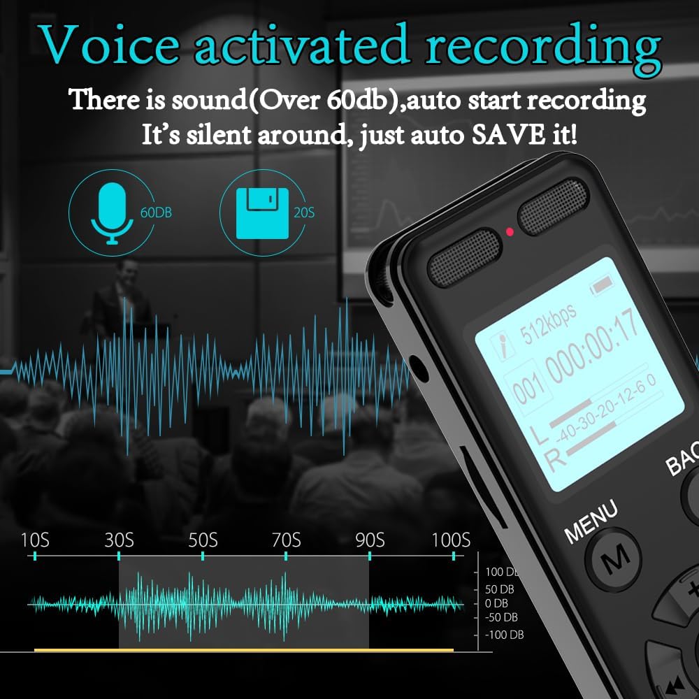 136 B Di ital Voice Recorder Voice Activated Recorder for Lectures Meetin s - 9860 Hours Sound Audio Recorder Dictaphone Recordin Device with Playback,MP3 Player,Password,Variable Speed.