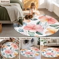 thumbnail image 6 of Round Area Rug 4ft, Watercolor Spring Pink Flower Non-Shedding Washable Area Rug, Blossom Floral Botanical Leaves Non Slip Low-Profile Circle Rugs for Living Room, Bedroom Dining Room, 6 of 9