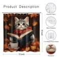 thumbnail image 2 of NEONWE Fall Cat Shower Curtain Funny Kitten Orange Maple Leaf Autumn Forest - Rustic Scenery Thansgiving Bathroom Decor, Easy Care Polyester Fabric 72x72 Inch with Hooks, 2 of 6