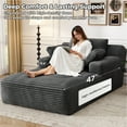 thumbnail image 3 of 67'' Oversized Chaise Lounge Chair, Cloud Plush Corduroy Sofa Bed for Living Room, Modern Deep Seat Sleeper Couch with Back Cushion, No Assembly Required, (Charcoal), 3 of 15