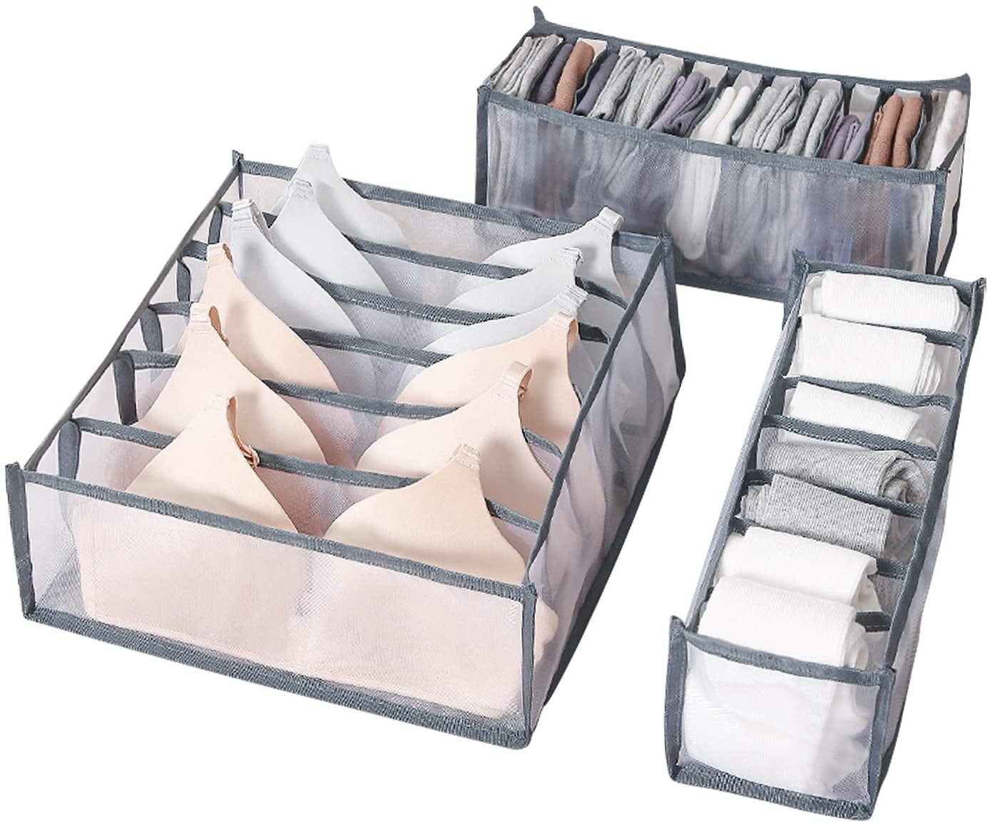 3 Pack Storage Drawer Organiser Storage Box Tidy Socks Bra Tie Underwear Divider 