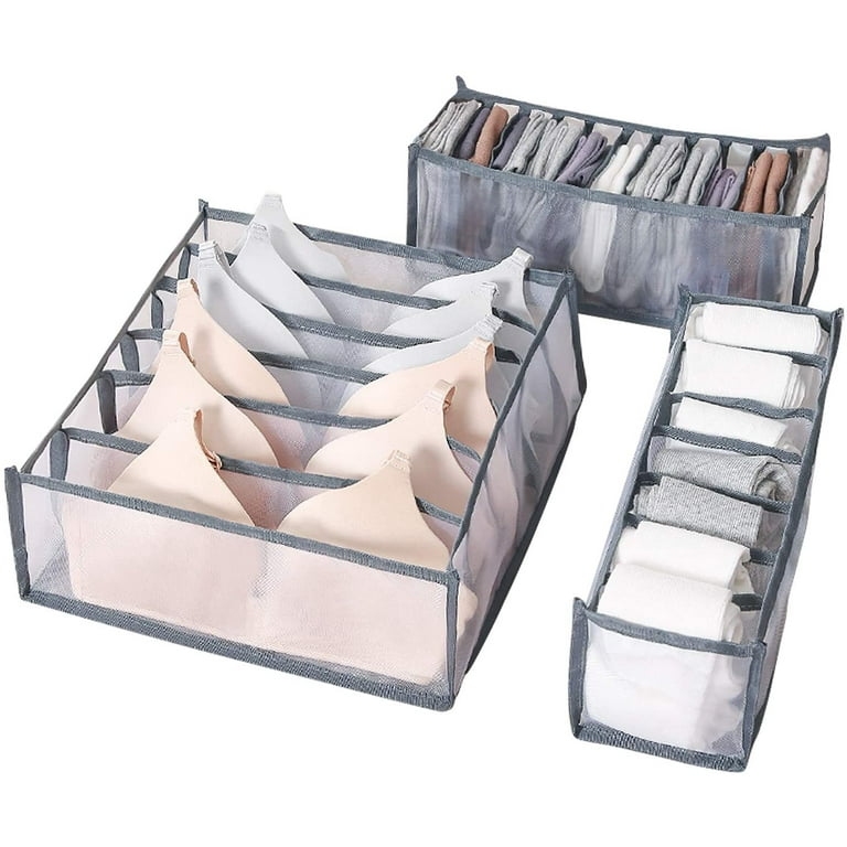 Underwear Drawer Organizer, 3 Pack Storage Box Drawers Dividers For Socks,  Ties, Underwear And Other Small Accessories 