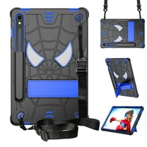 Dteck for Samsung Galaxy Tab S9 / S9 FE 2023 Case, Heavy Duty Rugged Silicone Cover with S Pen Holder, Kickstand, Shoulder Strao for Galaxy TabS9 11" / S9 FE 10.9 Inch,Black Blue