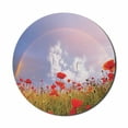 thumbnail image 1 of Poppy Flower Mouse Pad for Computers, Meadow with Poppies and Rainbow Reflection in Air Sky Happiness Concept, Round Non-Slip Thick Rubber Modern Mousepad, 8" Round, Red Green Blue, by Ambesonne, 1 of 2
