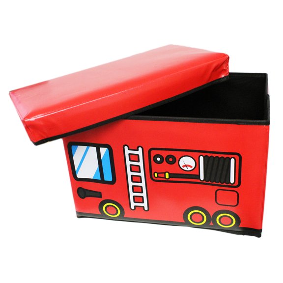 18in Red Fire Engine Folding Storage Stool - Toy Storage