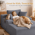 thumbnail image 5 of 67" Corduroy Boneless Chaise Sofa for Living Room, 9.9'' Wide Armrest Lounge Chair, Indoor Oversized Sleeper Sofa, Deep Seat, 3 Soft Pillows Sofa Bed, No Assembly Required, Gray, 5 of 9