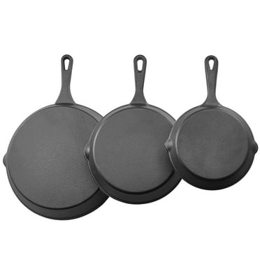 KFFKFF Cast Iron Frying Pan Set, 3-Piece Cookware (6, 8, 10 in), Durable Skillets with Heat-Resistant Handles, Pre-Seasoned Pans, Compatible with Oven, Gas, Electric, and Induction Stoves, Black