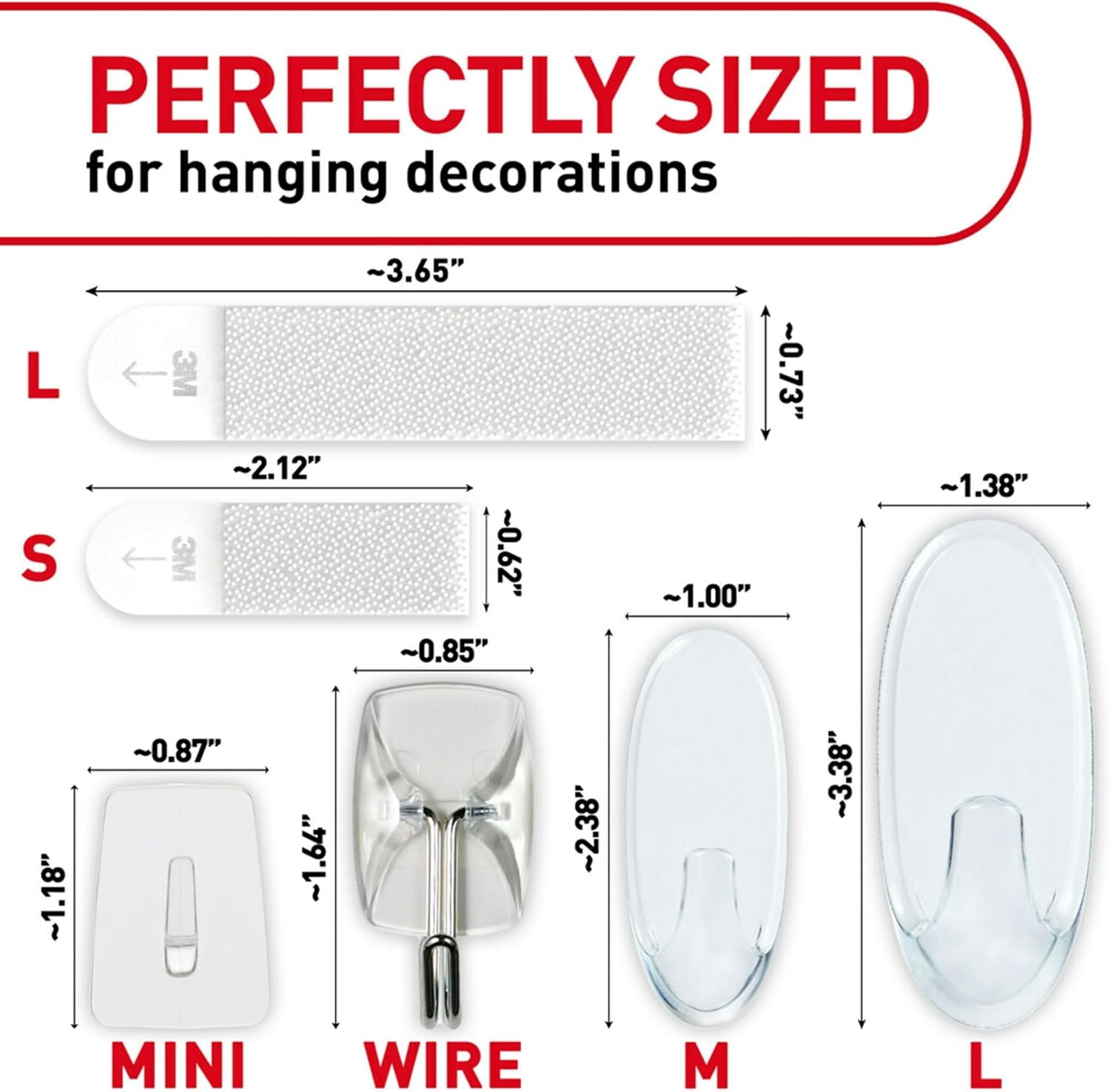 JJEAN-Clear Variety Pack, Including 8 Pairs of Picture Hangers, 4 Clear Wire Hooks and 11 Wall Hook for Hanging Home Decor, Damage-Free Hanging Up to 19 Items with Strips