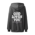 thumbnail image 5 of Womens Quarter Zip Pullover Fall Winter Oversized Hooded Long-sleeved Mitten- Drop Shoulder Hoody Graphic Leisure Cotton Hoodies Sweatshirts(Grey,XL), 5 of 6