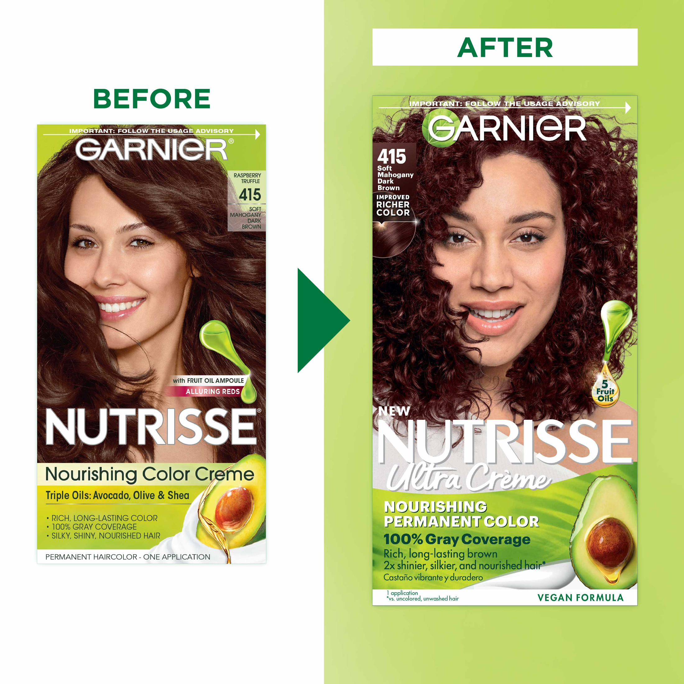 Garnier Nutrisse Nourishing Hair Color, 415 Soft Mahogany Dark Brown - image 3 of 11