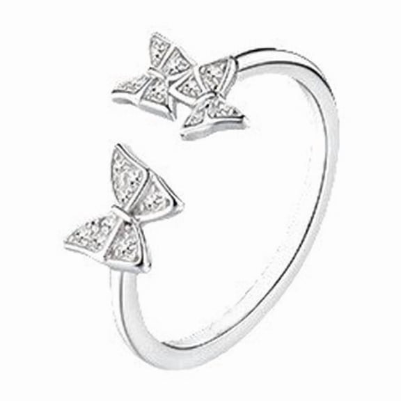 APIPEE Women 925 Sterling Silver Three Butterfly Cubic Zirconia Thumb Ring Stress Anxiety Rings Women's Jewelry Lady Birthday Mother's Day Gifts