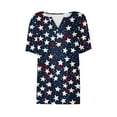 thumbnail image 5 of July 4th Shirts USA Flag Printed V-neck T-Shirts for Women Independence Day Short Sleeve Graphic Tees (XL, Dark Blue), 5 of 5